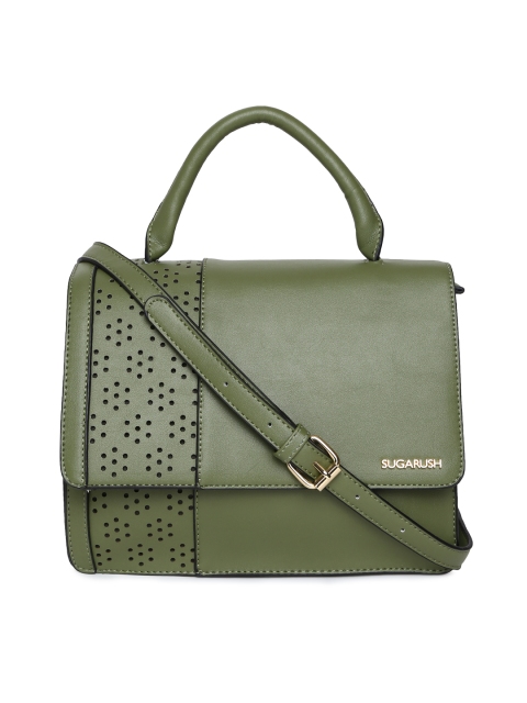 

Sugarush Olive Green Solid Satchel