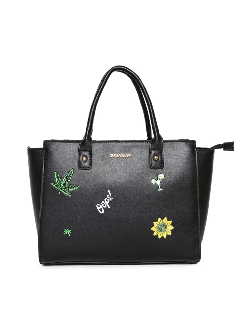 

Sugarush Black Self Design Handheld Bag