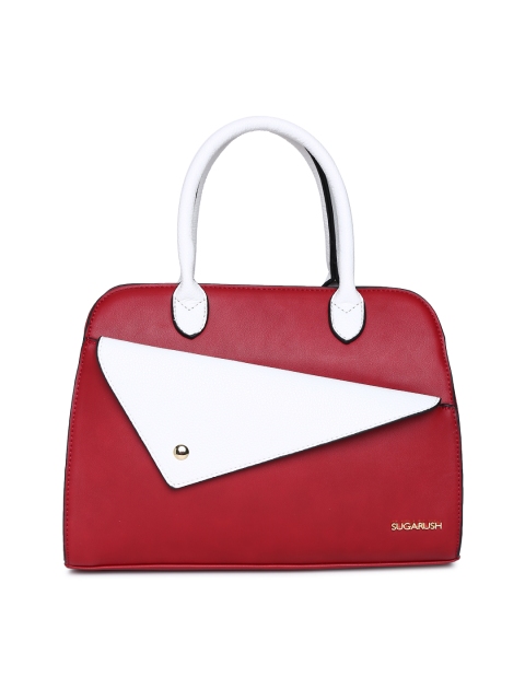 

Sugarush Red & White Colourblocked Handheld Bag