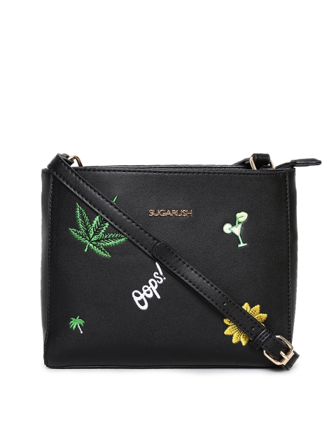 

Sugarush Black Self Design Sling Bag