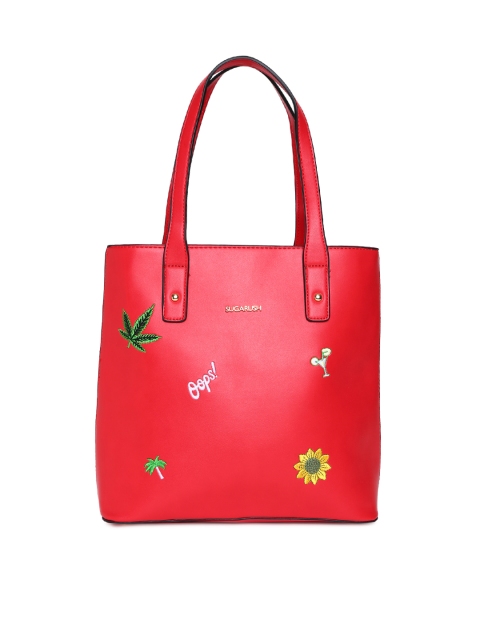 

Sugarush Red Self Design Shoulder Bag