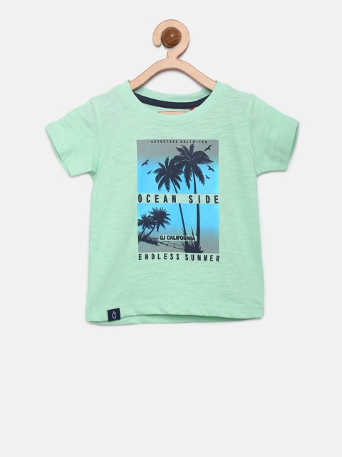 

Gini and Jony Boys Green Printed Round Neck T-shirt