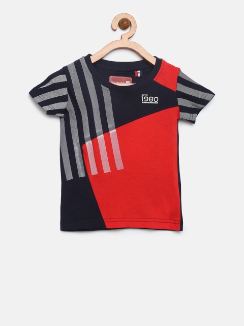 

Gini and Jony Boys Navy & Red Colourblocked Round Neck T-shirt, Navy blue