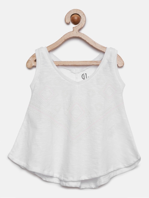 

Gini and Jony Girls White Self Design Top