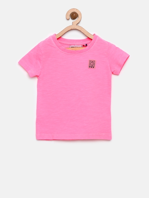

Gini and Jony Boys Pink Solid Round Neck Pure Cotton T-shirt