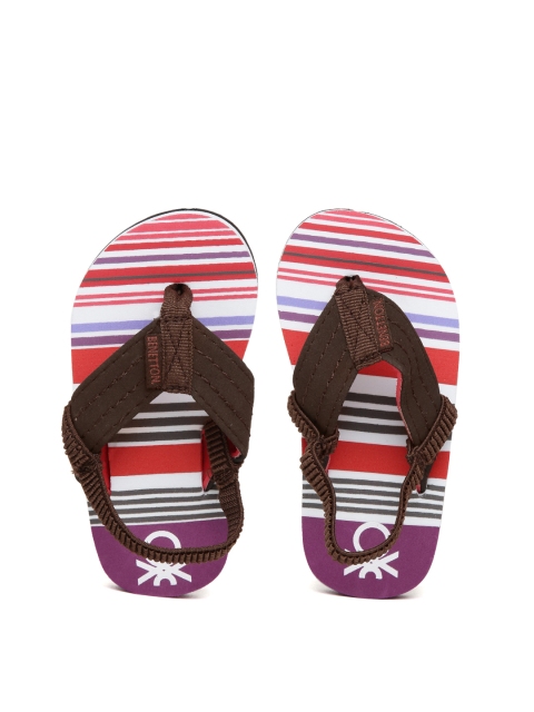

United Colors of Benetton Boys Brown & Red Striped Thong Flip-Flops