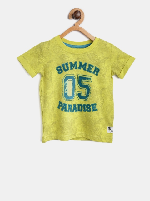 

Palm Tree Boys Lime Green Printed Round Neck T-shirt
