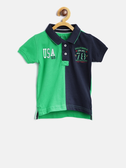 

Palm Tree Boys Green & Navy Colourblocked Polo Collar T-shirt