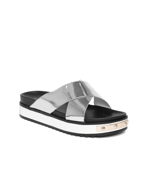 

Carlton London Women Silver-Toned Solid Flatforms