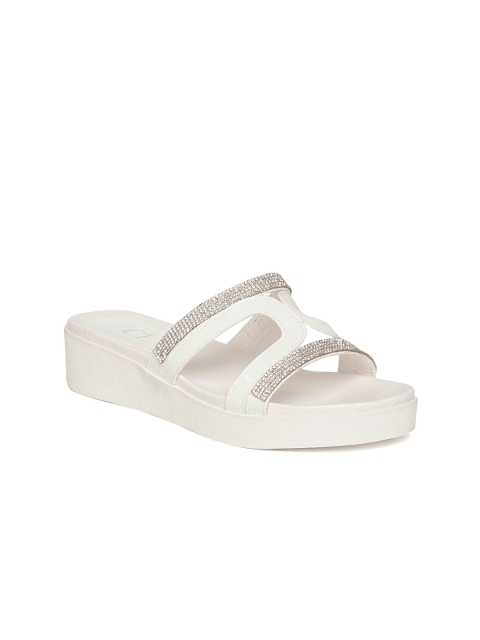 

Carlton London Women White Embellished Flatforms