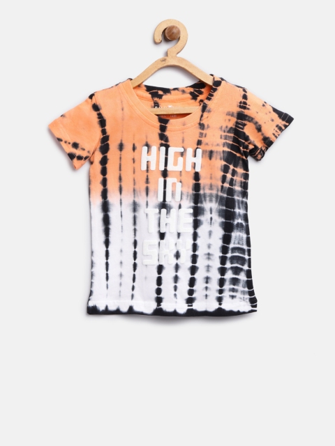 

Palm Tree Boys White Orange Dyed Round Neck Pure Cotton T-shirt