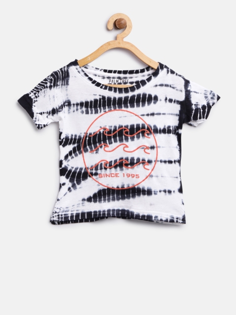 

Palm Tree Boys White & Charcoal Grey Dyed Round Neck T-shirt
