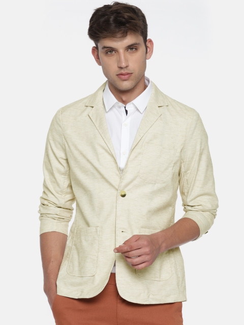 

British Club Cream Slim Fit Single-Breasted Casual Blazer