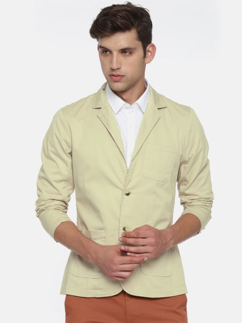 

British Club Beige Slim Fit Single-Breasted Casual Blazer