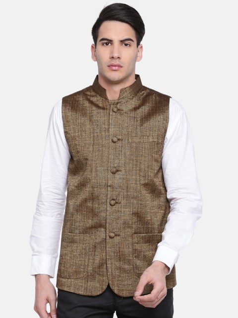 

British Club Men Brown Solid Nehru Jacket