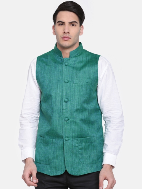 

British Club Men Turquoise Blue Nehru Jacket