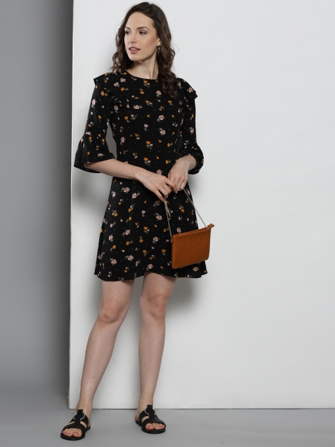 

DOROTHY PERKINS Women Black Printed A-Line Dress