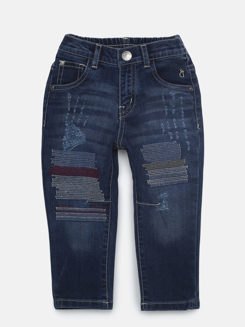 

Gini and Jony Boys Navy Blue Slim Fit Mid-Rise Mildly Distressed Stretchable Jeans