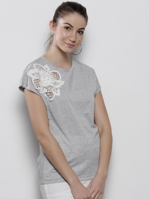 

DOROTHY PERKINS Women Grey Melange Solid Top