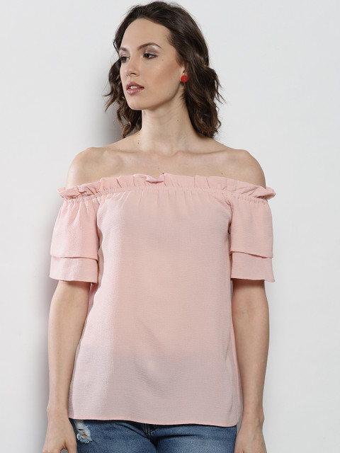 

DOROTHY PERKINS Women Pink Solid Bardot Top