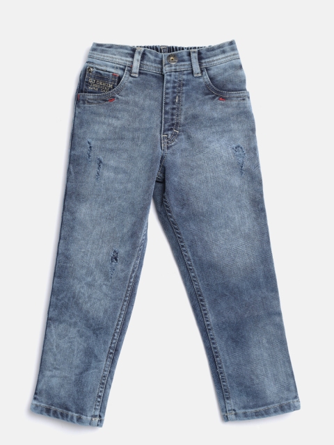 

Gini and Jony Boys Blue Regular Fit Mid-Rise Low Distressed Stretchable Jeans