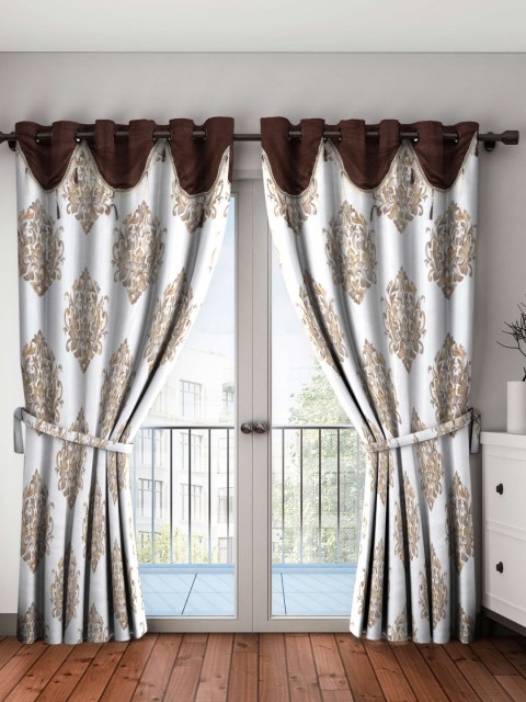 

Cortina Brown & White Set of Single Door Curtains