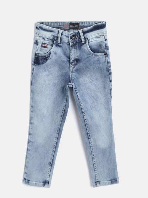 

Gini and Jony Boys Blue Mid-Rise Low Distress Stretchable Jeans