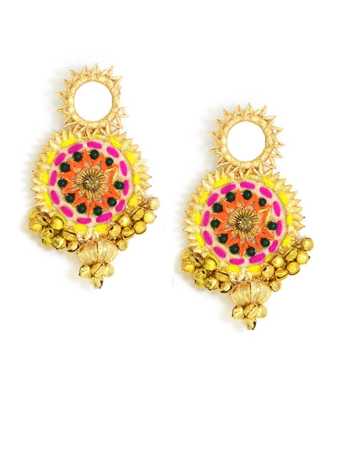 

Krafted with Happiness Yellow Wedding Bells Gota Ghungroo Hancrafted Earrings