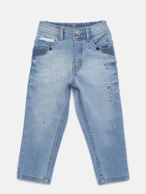 

Gini and Jony Boys Blue Slim Fit Mid-Rise Low Distress Stretchable Jeans