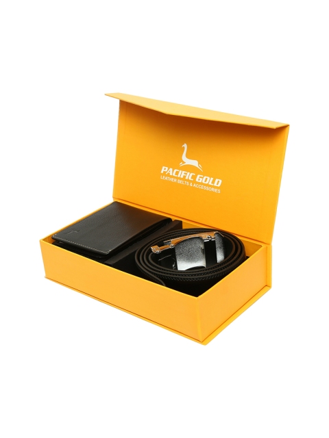 

Pacific Gold Men Leather Black Accessory Gift Set