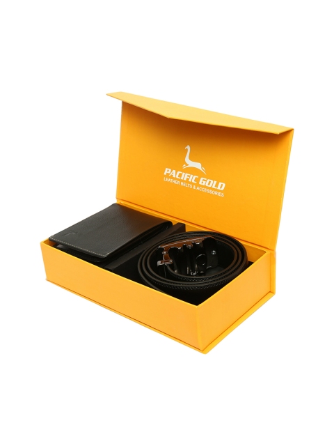 

Pacific Gold Men Leather Black Accessory Gift Set