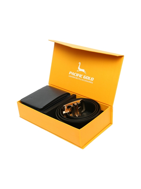 

Pacific Gold Men Leather Black Accessory Gift Set