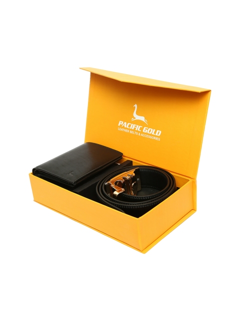 

Pacific Gold Men Leather Black Accessory Gift Set