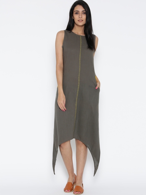 

Jaipur Kurti Women Taupe Solid Maxi Dress