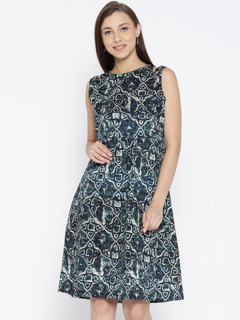 

Jaipur Kurti Women Blue Printed A-Line Dress