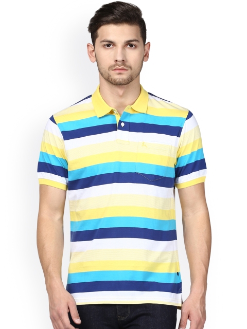 

Parx Men Yellow Striped Polo Collar T-shirt