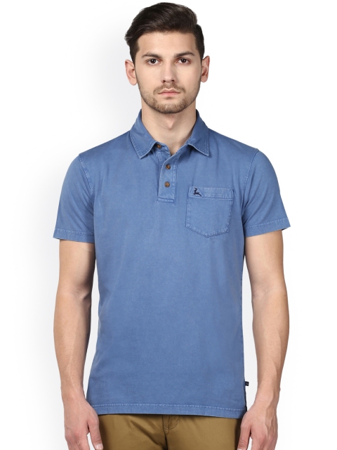 

Parx Men Blue Solid Polo Collar T-shirt