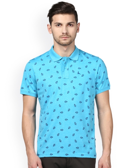 

Parx Men Blue Printed Polo Collar T-shirt
