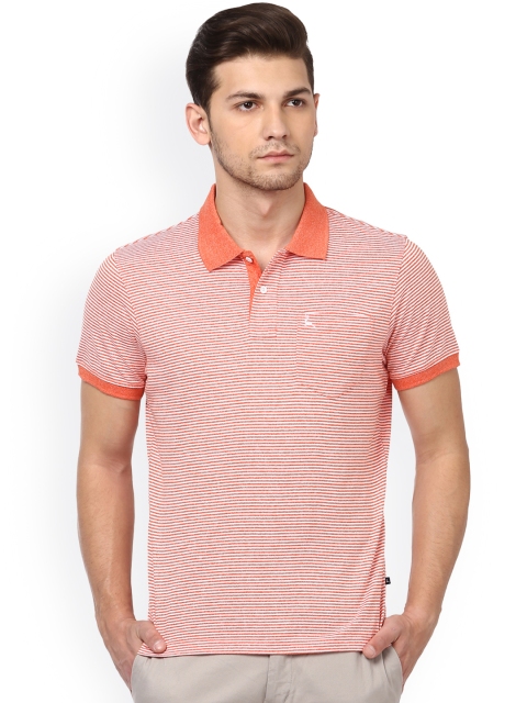 

Parx Men Orange Striped Polo Collar T-shirt