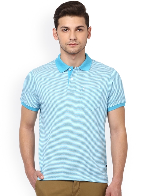 

Parx Men Blue Striped Polo Collar T-shirt
