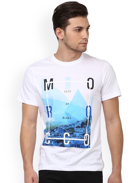 

Parx Men White Printed Round Neck T-shirt