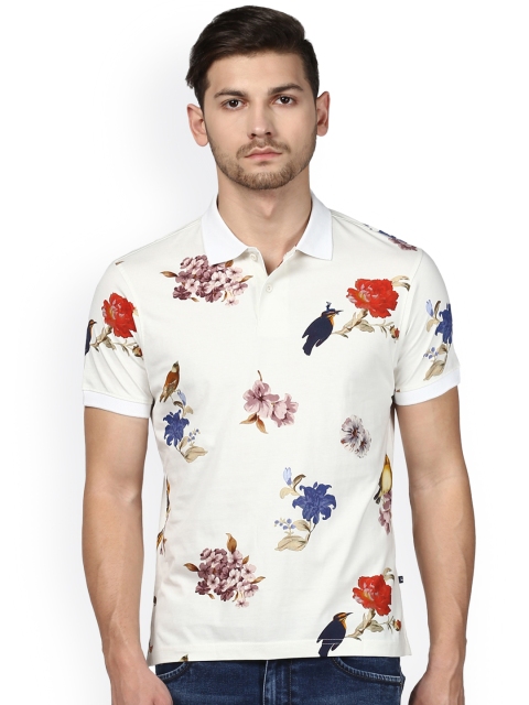 

Parx Men White Printed Polo Collar T-shirt