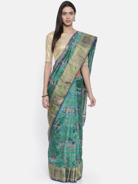 

KUPINDA Sea Green Printed Art Silk Saree