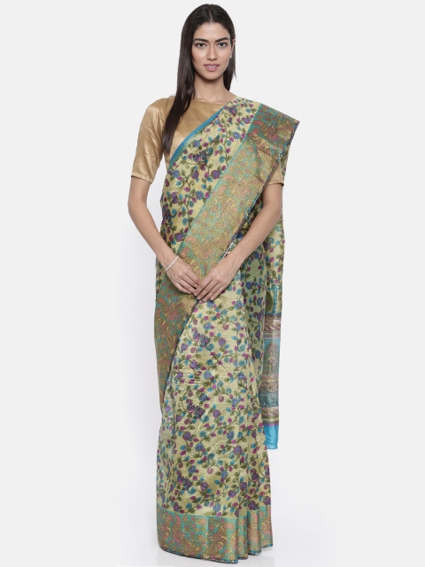 

KUPINDA Green Printed Art Silk Kalamkari Printed Saree