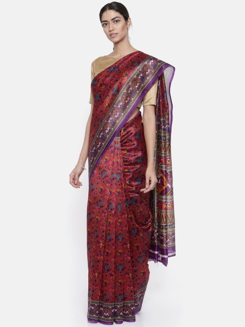 

KUPINDA Magenta Printed Art Silk Saree