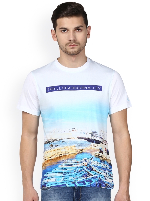 

Parx Men White Printed Round Neck T-shirt