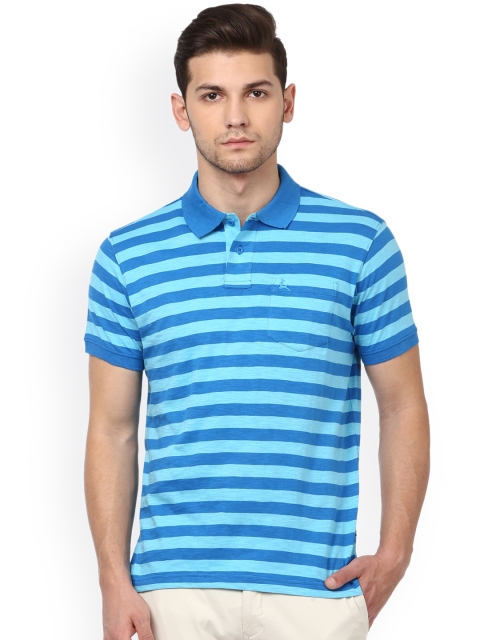 

Parx Men Blue Striped Polo Collar T-shirt