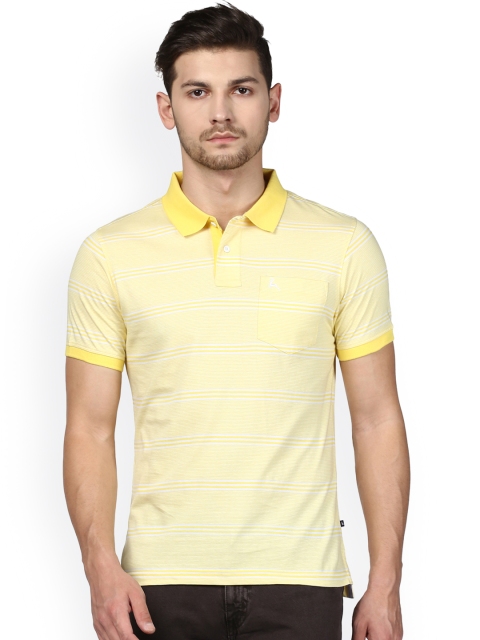 

Parx Men Yellow Striped Polo Collar T-shirt