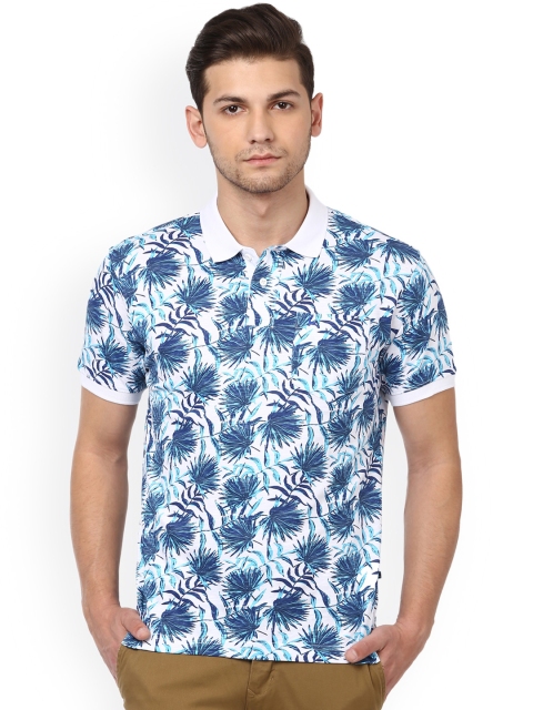 

Parx Men Blue Printed Polo Collar T-shirt