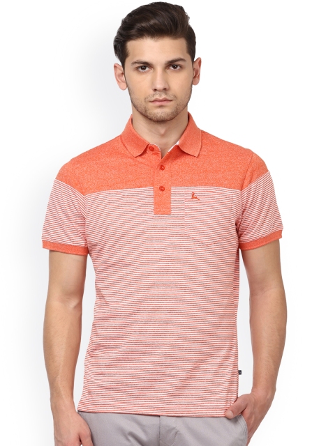 

Parx Men Orange Striped Polo Collar T-shirt